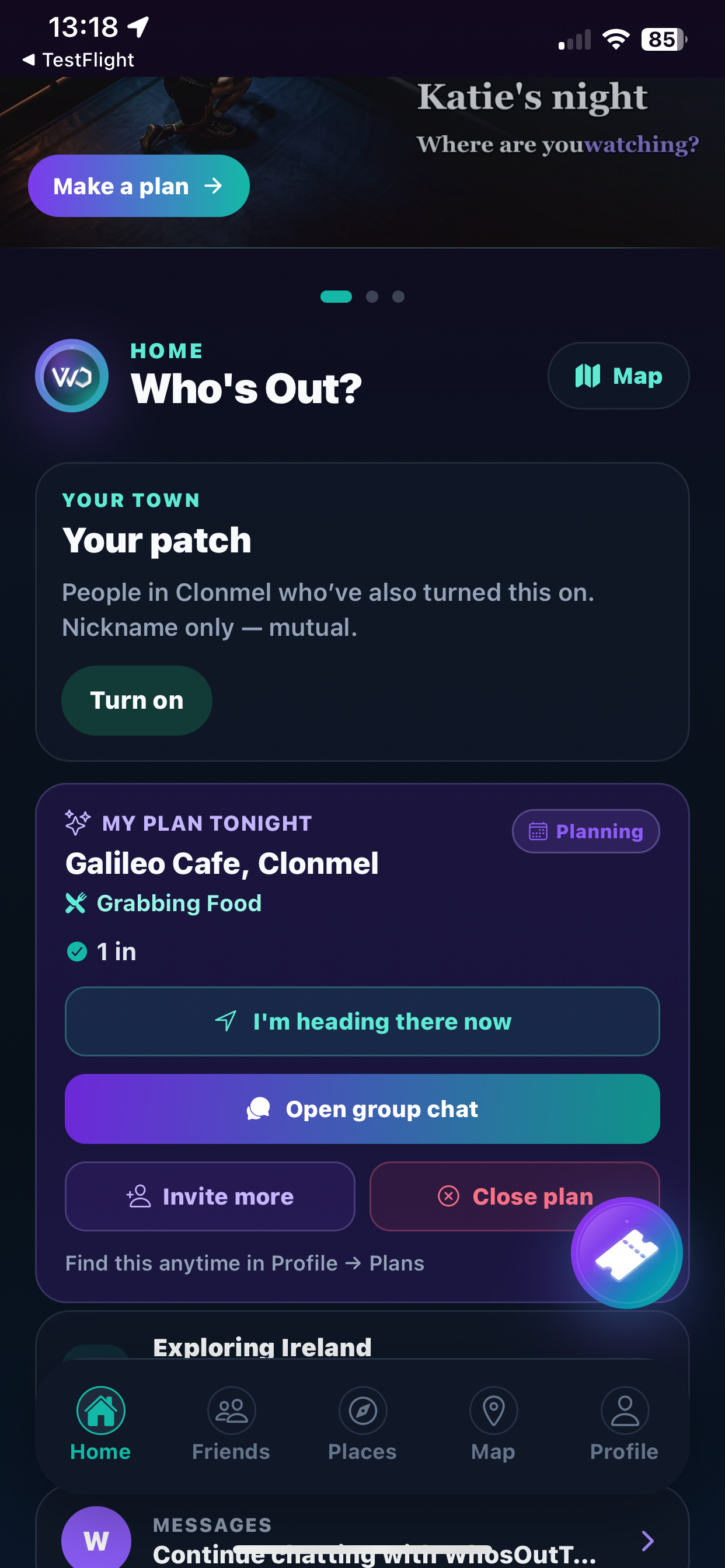 Who's Out? Home — Your patch and tonight's plan