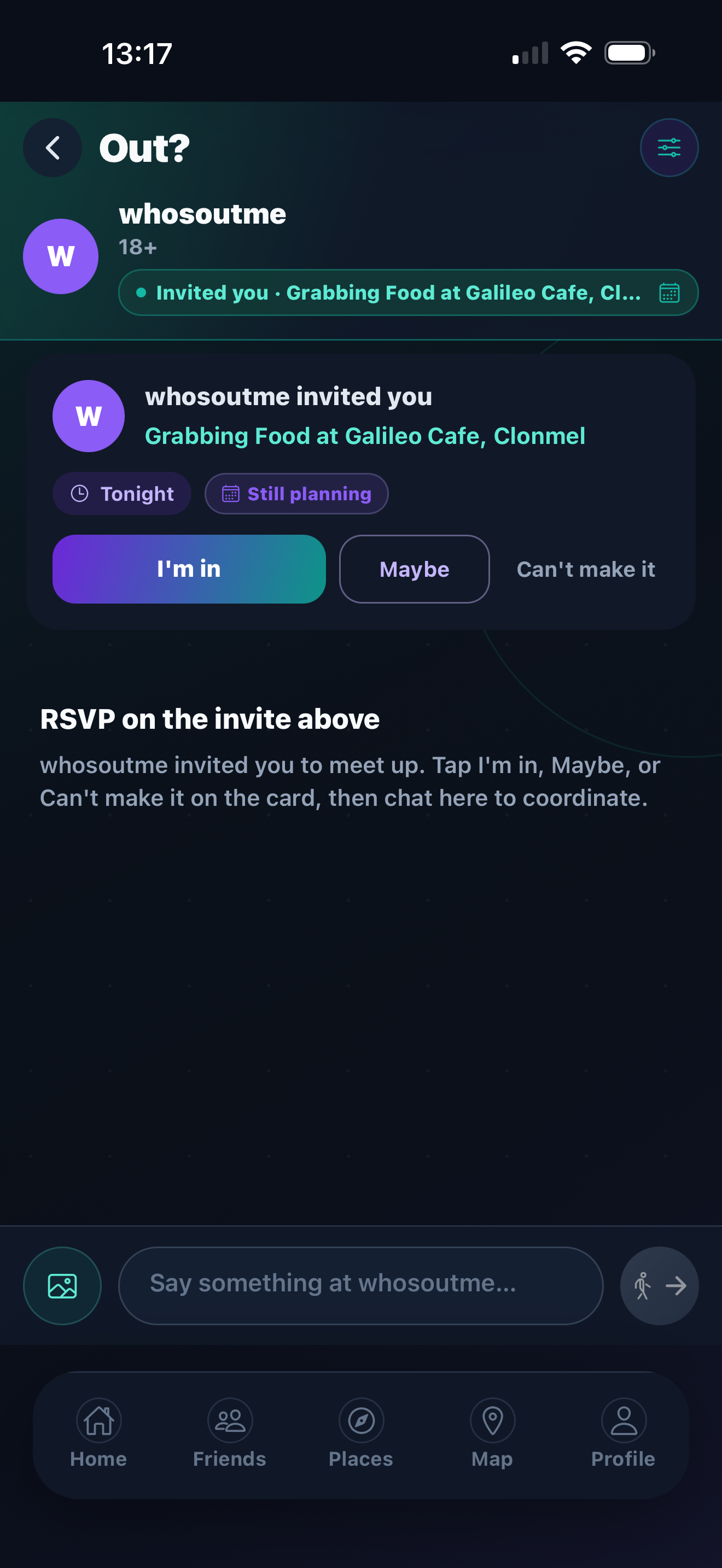 I'm in — RSVP on a Meet Here invite