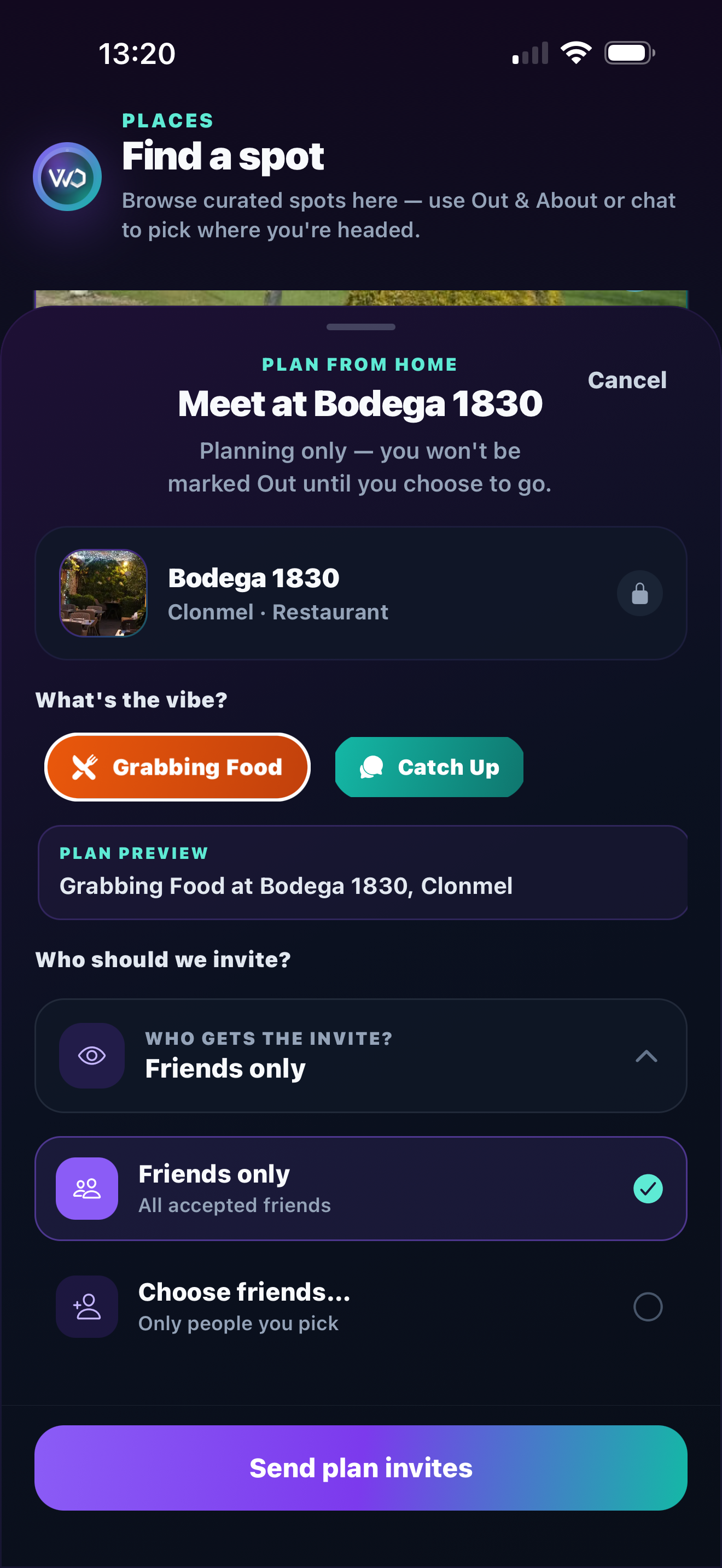 Meet Here — send plan invites to friends