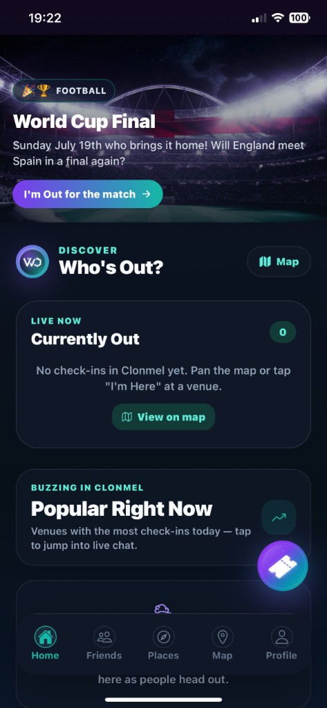 Discover tab in Who's Out? — see who’s out nearby